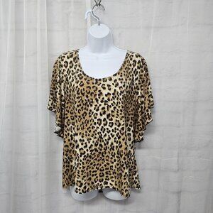 Vintage Promises Promises Brown Leopard Blouse Y2K Punk Retro 1X